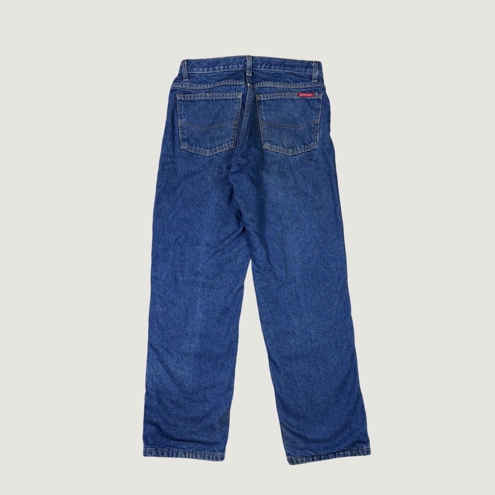 Dickies Flannel Lined Relaxed Fit Jeans Blue Denim Plaid Lined Work Pants 31x28